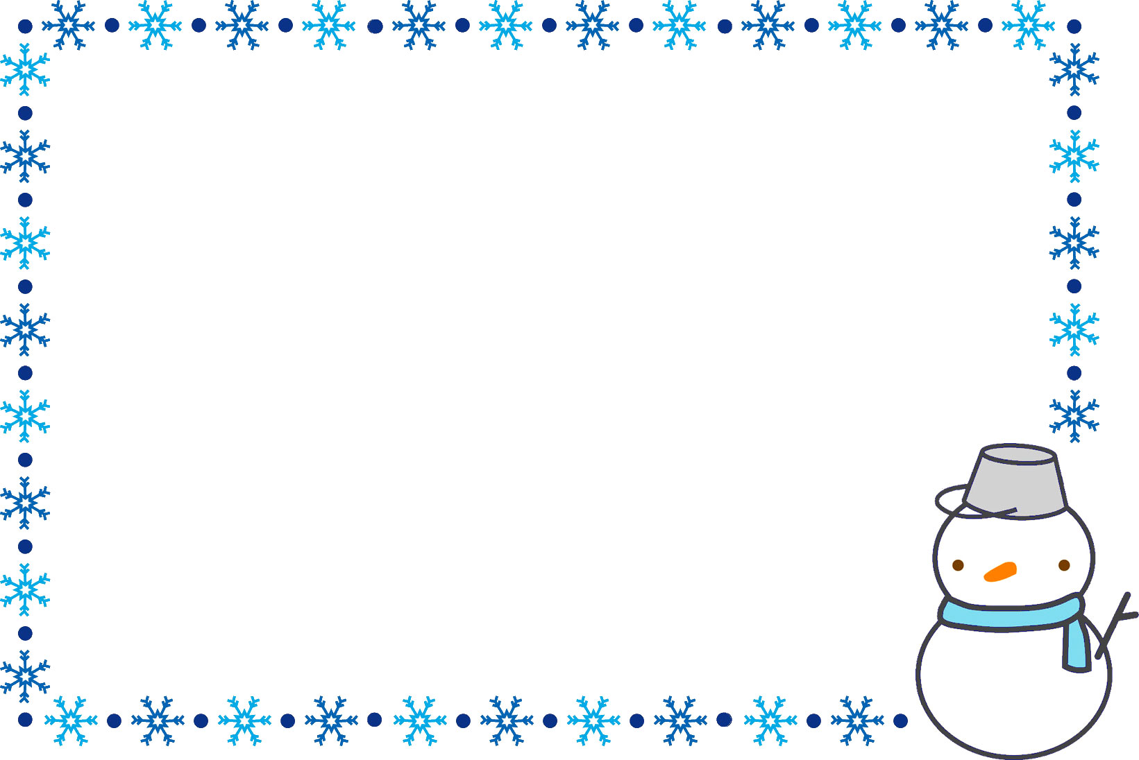 冬のイラストNo.298『フレーム：雪だるま』／無料のフリー素材集【花鳥風月】
